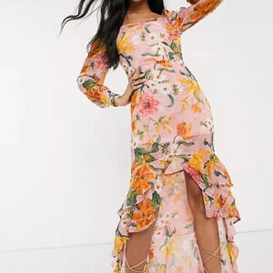 Pretty Darling NWOT Floral Square Neck Midi Dress Size 16